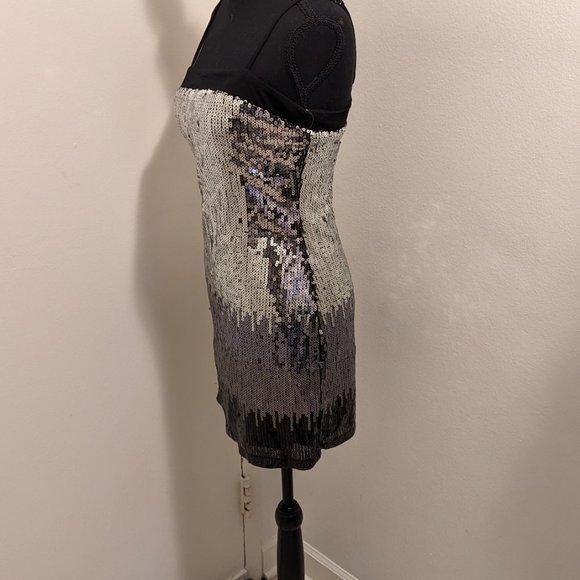Charlotte Russe Sequin Dress (Black & Silver) with Back Zipper - Picture 8 of 10